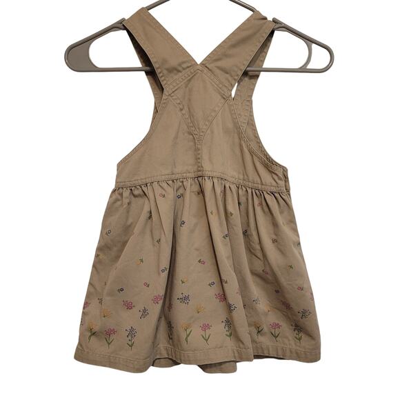 Carter’s Girls 4T Khaki Floral Embroidered Overall Jumper Dress 100% Cotton - Picture 3 of 13